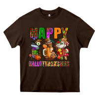 Chocolate Brown happy hallothanksmas Heavy Core Tee - AdoDesignShop