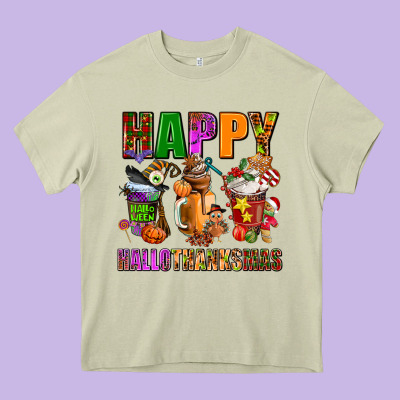 Happy Hallothanksmas Heavy Core Tee Designed By Adodesignshop