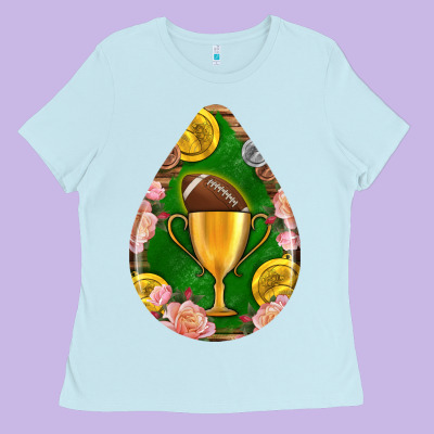 American Football And Western Roses Teardrop Ladies Tee Designed By Bundleandbundleshop