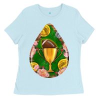 Baby Blue american football and western roses teardrop Ladies Tee - BundleAndBundleShop