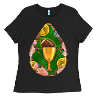 Black american football and western roses teardrop Ladies Tee - BundleAndBundleShop