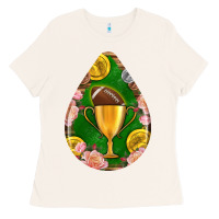 Bone american football and western roses teardrop Ladies Tee - BundleAndBundleShop