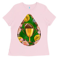 Bubblegum Pink american football and western roses teardrop Ladies Tee - BundleAndBundleShop