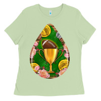 Matcha american football and western roses teardrop Ladies Tee - BundleAndBundleShop