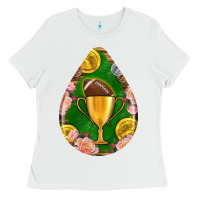White american football and western roses teardrop Ladies Tee - BundleAndBundleShop