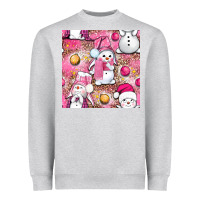 Heather Grey Pink Christmas cute snowman Heavyweight Sweatshirt - NancyCooperArtShop