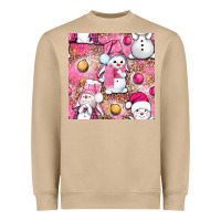 Mushroom Pink Christmas cute snowman Heavyweight Sweatshirt - NancyCooperArtShop