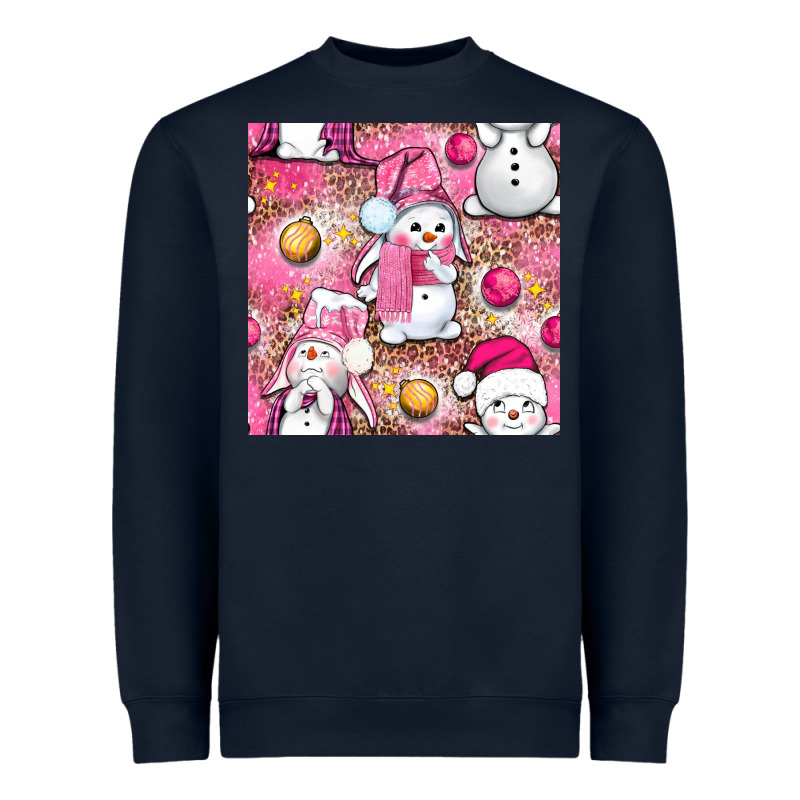 Pink Christmas Cute Snowman Heavyweight Sweatshirt by NancyCooperArtShop | Teevron