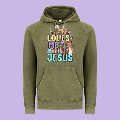 No Bunny Loves Me Like Jesus Vintage Hoodie Designed By Maliassmallbusiness