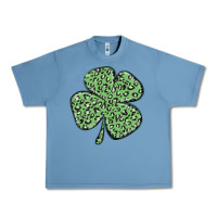 Pebble Blue leopard shamrock Urban Heavy Tee - MaliasSmallBusiness