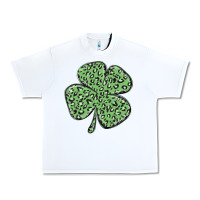 White leopard shamrock Urban Heavy Tee - MaliasSmallBusiness