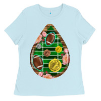 Baby Blue american football and western roses teardrop Ladies Tee - BundleAndBundleShop