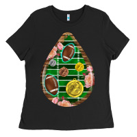 Black american football and western roses teardrop Ladies Tee - BundleAndBundleShop
