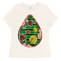 Bone american football and western roses teardrop Ladies Tee - BundleAndBundleShop