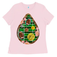 Bubblegum Pink american football and western roses teardrop Ladies Tee - BundleAndBundleShop