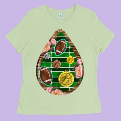 American Football And Western Roses Teardrop Ladies Tee Designed By Bundleandbundleshop