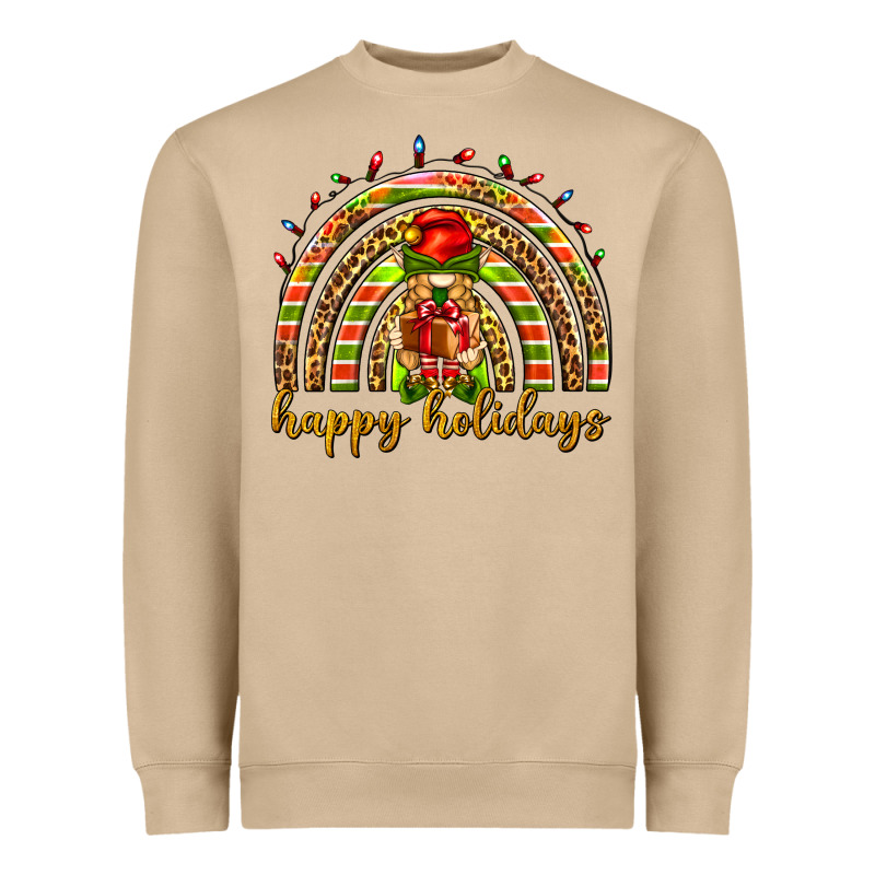 Happy Holidays Elf Gnome Heavyweight Sweatshirt by NancyCooperArtShop | Teevron