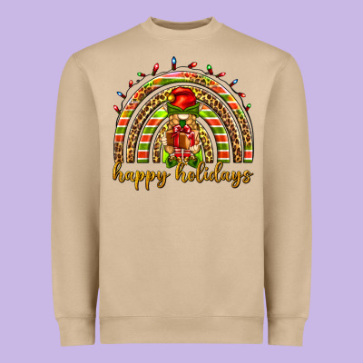 Happy Holidays Elf Gnome Heavyweight Sweatshirt Designed By Nancycooperartshop