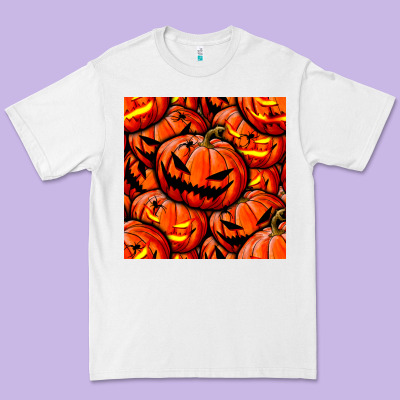 Halloween Pumpkin Seamless Pattern Premium Tee Designed By Bundleandbundleshop