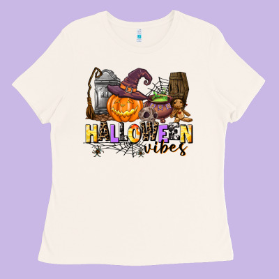 Halloween Vibes Ladies Tee Designed By Adodesignshop