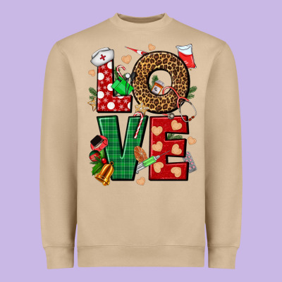 Love Nurse Christmas Heavyweight Sweatshirt Designed By Nancycooperartshop