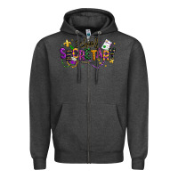Charcoal Heather mardi gras school secretary Zipper Hoodie - texasbilliewilder