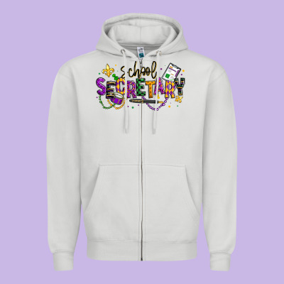 Mardi Gras School Secretary Zipper Hoodie Designed By Texasbilliewilder