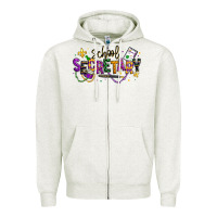 Oatmeal Heather mardi gras school secretary Zipper Hoodie - texasbilliewilder