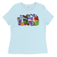 Baby Blue halloween coffee cups Ladies Tee - AdoDesignShop