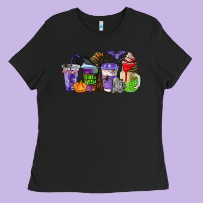 Halloween Coffee Cups Ladies Tee Designed By Adodesignshop