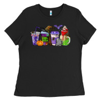 Black halloween coffee cups Ladies Tee - AdoDesignShop