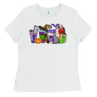 White halloween coffee cups Ladies Tee - AdoDesignShop