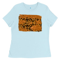 Baby Blue leopard glitter background Ladies Tee - RanaPortraitStore