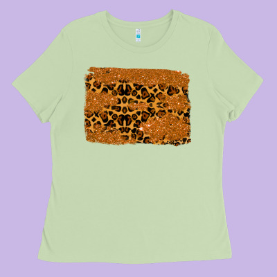 Leopard Glitter Background Ladies Tee Designed By Ranaportraitstore