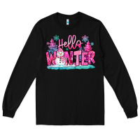 Black hello winter pink snowman Long Sleeve Tee - MaliasSmallBusiness
