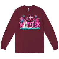 Burgundy hello winter pink snowman Long Sleeve Tee - MaliasSmallBusiness