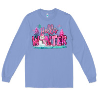 Colony Blue hello winter pink snowman Long Sleeve Tee - MaliasSmallBusiness