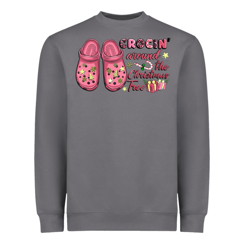 Pink Christmas Crocin' Around The Christmas Tree Heavyweight Sweatshirt by NancyCooperArtShop | Teevron