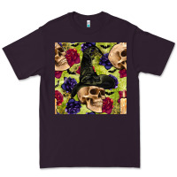 Plum halloween witch skull seamless pattern Premium Tee - BundleAndBundleShop