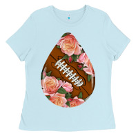 Baby Blue american football and western roses teardrop Ladies Tee - BundleAndBundleShop