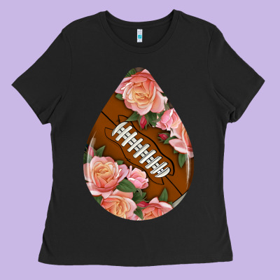 American Football And Western Roses Teardrop Ladies Tee Designed By Bundleandbundleshop