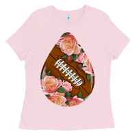 Bubblegum Pink american football and western roses teardrop Ladies Tee - BundleAndBundleShop