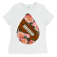 White american football and western roses teardrop Ladies Tee - BundleAndBundleShop