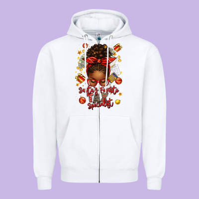 Santa Favorite Tax Specialist Afro Messy Bun Zipper Hoodie Designed By Texasbilliewilder