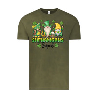 Vintage Olive shenanigans squad gnomes st. patricks day Vintage Tee - MaliasSmallBusiness