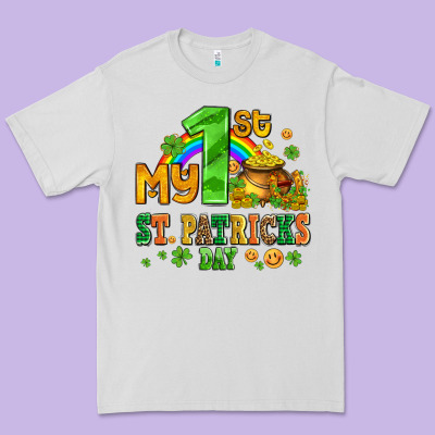 My First St Patricks Day With Coins And Shamrocks Premium Tee Designed By Adodesignshop
