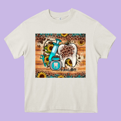 Dental Sunflower Heavy Core Tee Designed By Jahusdesignshop