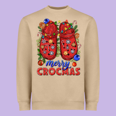 Merry Crocmas Heavyweight Sweatshirt Designed By Nancycooperartshop