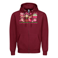 Burgundy cafecito y chisme with coffee cups Zipper Hoodie - texasbilliewilder