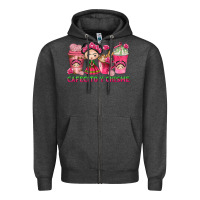 Charcoal Heather cafecito y chisme with coffee cups Zipper Hoodie - texasbilliewilder